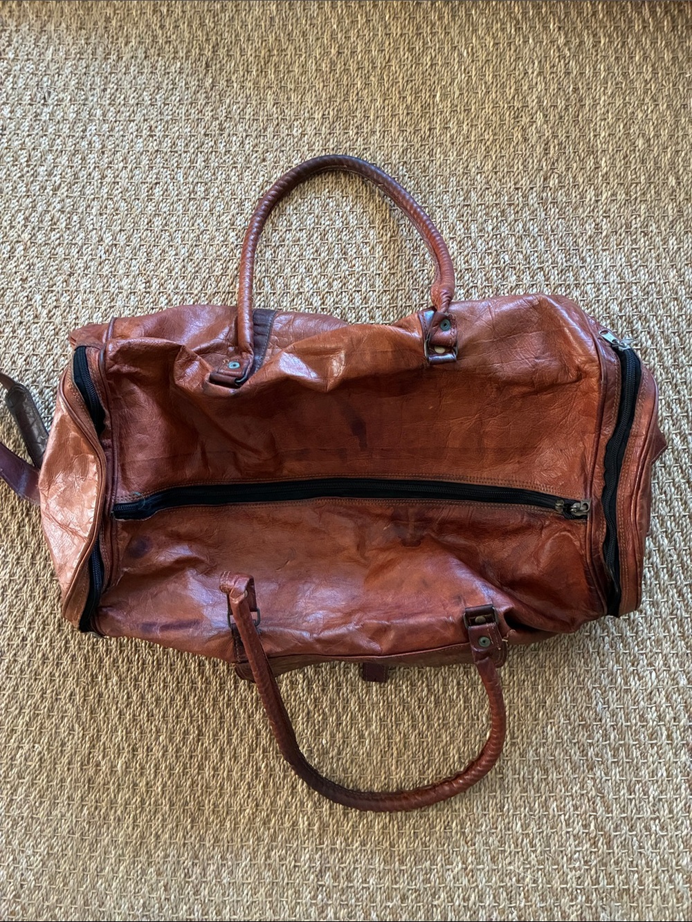 Vintage Classic Brown Leather Weekender Duffle Bag - Unbranded